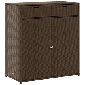 Armadietto Portaoggetti da Giardino Marrone 105x55x113 in Polyrattan