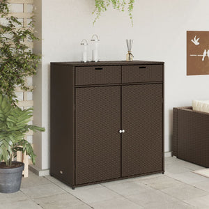 Armadietto Portaoggetti da Giardino Marrone 105x55x113 in Polyrattan