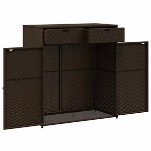 Armadietto Portaoggetti da Giardino Marrone 105x55x113 in Polyrattan