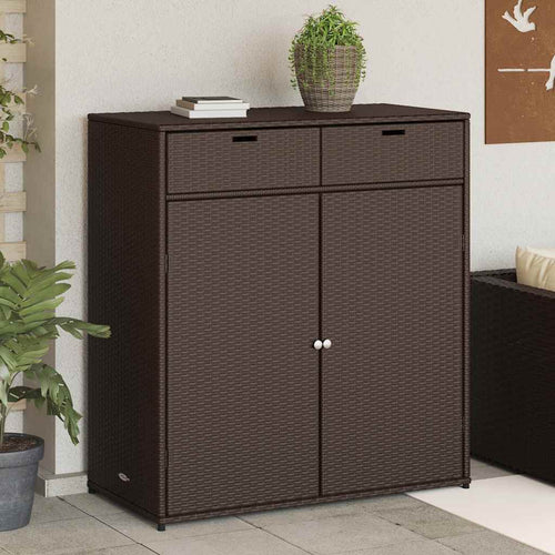 Armadietto Portaoggetti da Giardino Marrone 105x55x113 in Polyrattan