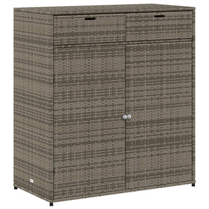Armadietto Portaoggetti da Giardino Grigio 105x55x113cm in Polyrattan