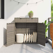 Carica l&#39;immagine nel visualizzatore di Gallery, Armadietto Portaoggetti da Giardino Grigio 105x55x113cm in Polyrattan