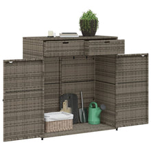 Carica l&#39;immagine nel visualizzatore di Gallery, Armadietto Portaoggetti da Giardino Grigio 105x55x113cm in Polyrattan