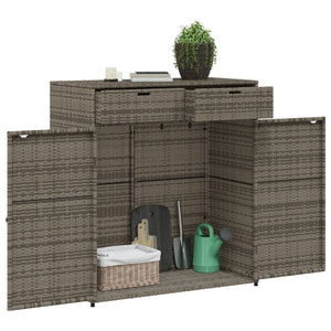 Armadietto Portaoggetti da Giardino Grigio 105x55x113cm in Polyrattan