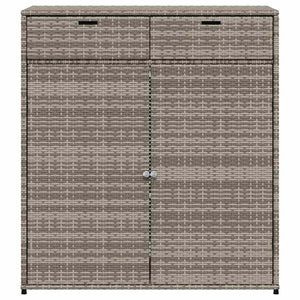 Armadietto Portaoggetti da Giardino Grigio 105x55x113cm in Polyrattan