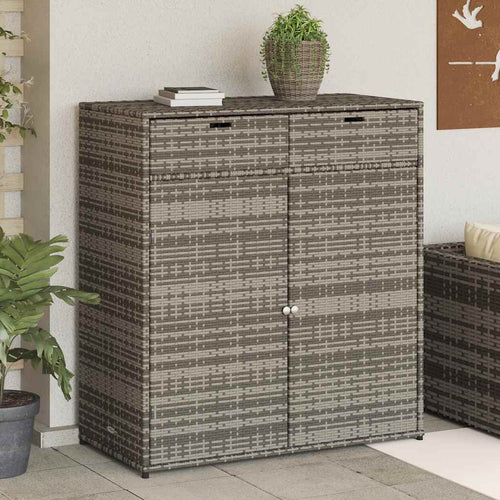 Armadietto Portaoggetti da Giardino Grigio 105x55x113cm in Polyrattan