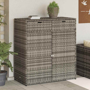 Armadietto Portaoggetti da Giardino Grigio 105x55x113cm in Polyrattan