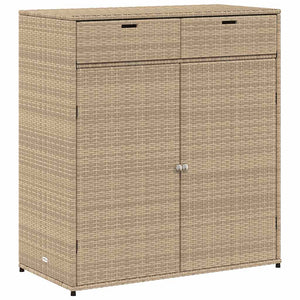 Armadietto Portaoggetti da Giardino Beige 105x55x113cm in Polyrattan