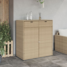 Carica l&#39;immagine nel visualizzatore di Gallery, Armadietto Portaoggetti da Giardino Beige 105x55x113cm in Polyrattan