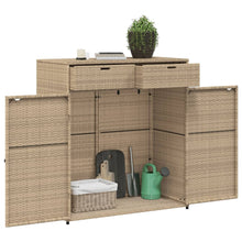 Carica l&#39;immagine nel visualizzatore di Gallery, Armadietto Portaoggetti da Giardino Beige 105x55x113cm in Polyrattan