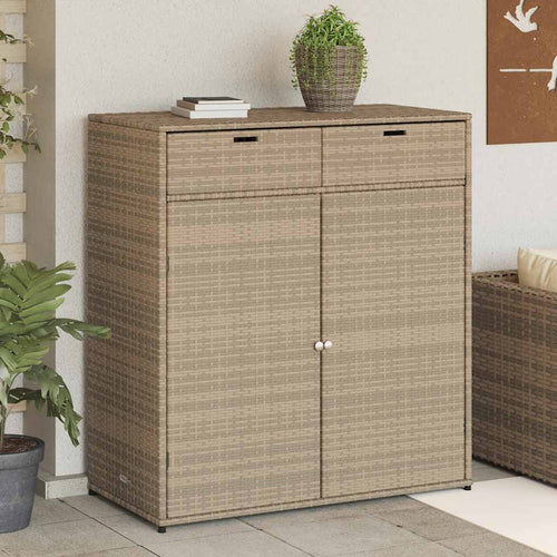Armadietto Portaoggetti da Giardino Beige 105x55x113cm in Polyrattan