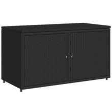 Carica l&#39;immagine nel visualizzatore di Gallery, Armadietto Portaoggetti da Giardino Nero 110x55x60,5cm in Polyrattan