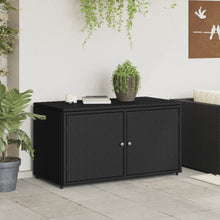Carica l&#39;immagine nel visualizzatore di Gallery, Armadietto Portaoggetti da Giardino Nero 110x55x60,5cm in Polyrattan