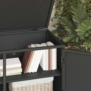 Armadietto Portaoggetti da Giardino Nero 110x55x60,5cm in Polyrattan