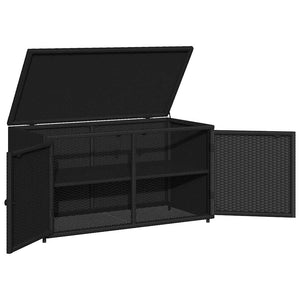 Armadietto Portaoggetti da Giardino Nero 110x55x60,5cm in Polyrattan