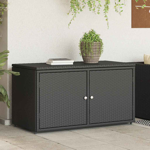 Armadietto Portaoggetti da Giardino Nero 110x55x60,5cm in Polyrattan