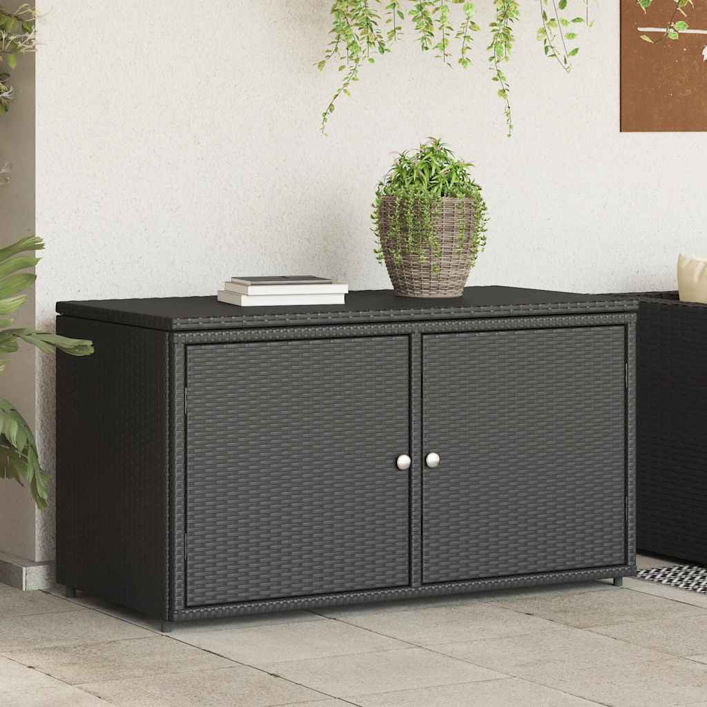 Armadietto Portaoggetti da Giardino Nero 110x55x60,5cm in Polyrattan