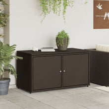 Carica l&#39;immagine nel visualizzatore di Gallery, Armadietto Portaoggetti da Giardino Marrone 110x55x60,5 in Polyrattan