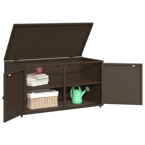 Armadietto Portaoggetti da Giardino Marrone 110x55x60,5 in Polyrattan