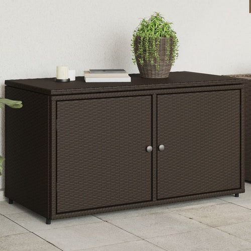 Armadietto Portaoggetti da Giardino Marrone 110x55x60,5 in Polyrattan
