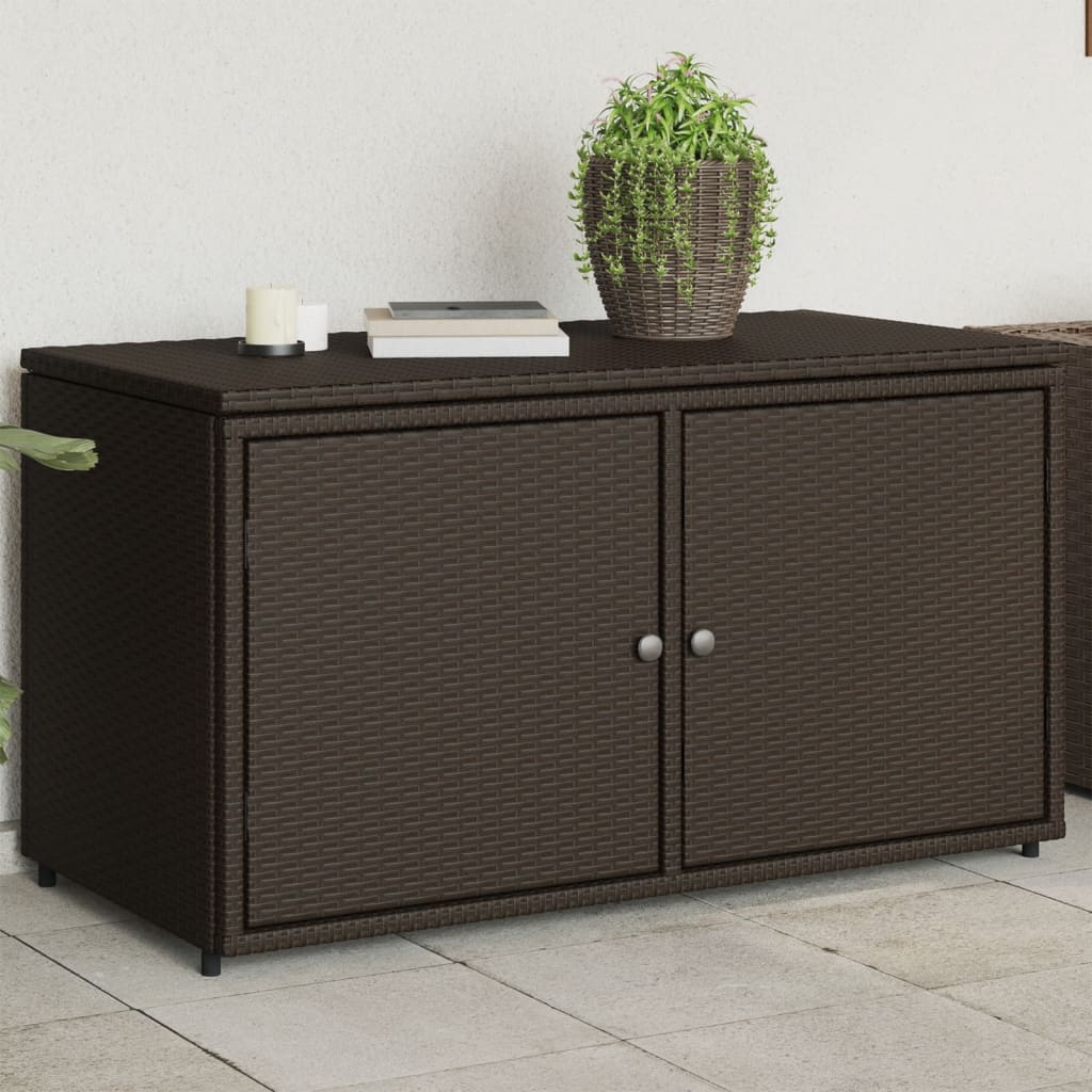 Armadietto Portaoggetti da Giardino Marrone 110x55x60,5 in Polyrattan