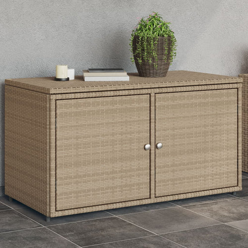 Armadietto Portaoggetti da Giardino Beige 110x55x60,5cm in Polyrattan