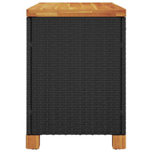 Load image into Gallery viewer, Baule da Giardino Nero 80x40x48 cm in Polyrattan e Legno d&#39;Acacia