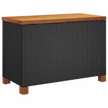 Load image into Gallery viewer, Baule da Giardino Nero 80x40x48 cm in Polyrattan e Legno d&#39;Acacia