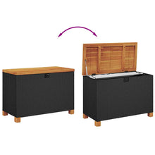 Load image into Gallery viewer, Baule da Giardino Nero 80x40x48 cm in Polyrattan e Legno d&#39;Acacia