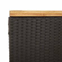 Load image into Gallery viewer, Baule da Giardino Nero 80x40x48 cm in Polyrattan e Legno d&#39;Acacia