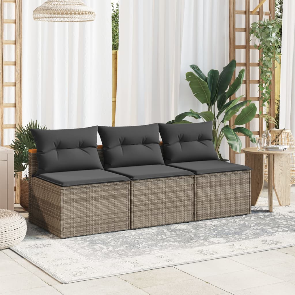 Coppia Poltrone da Giardino con Cuscini Antracite in Polyrattan Grigio