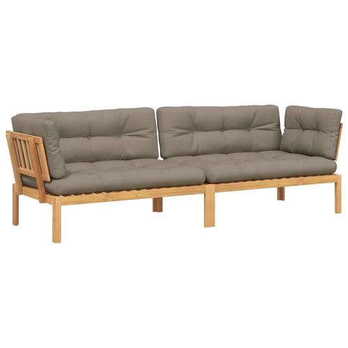 Divano Pallet da Giardino 133x92x69 cm con Cuscini Grigi in Massello d'Acacia