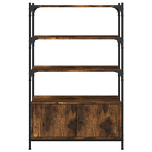Carica l&#39;immagine nel visualizzatore di Gallery, Libreria 3 Ripiani Rovere Fumo con 2 ante 70x30x109,5 cm Legno Multistrato