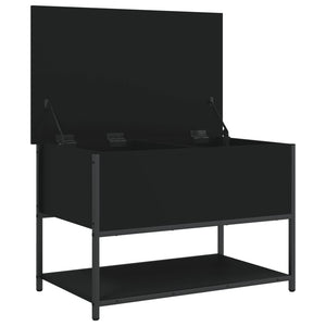 Panca con Vano Contenitore Nera 70x42,5x47 cm in Legno Multistrato