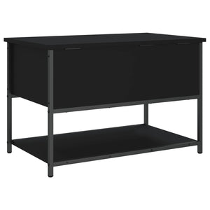 Panca con Vano Contenitore Nera 70x42,5x47 cm in Legno Multistrato