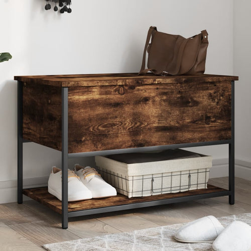 Panca con Vano Contenitore Rovere Fumo 70x42,5x47 cm Legno Multistrato