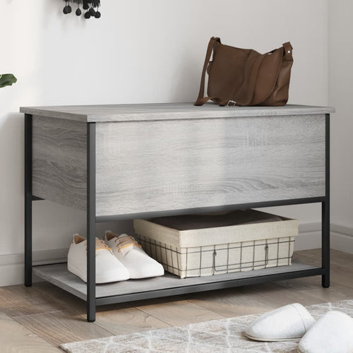 Panca con Vano Contenitore Grigio Sonoma 70x42,5x47cm Legno Multistrato
