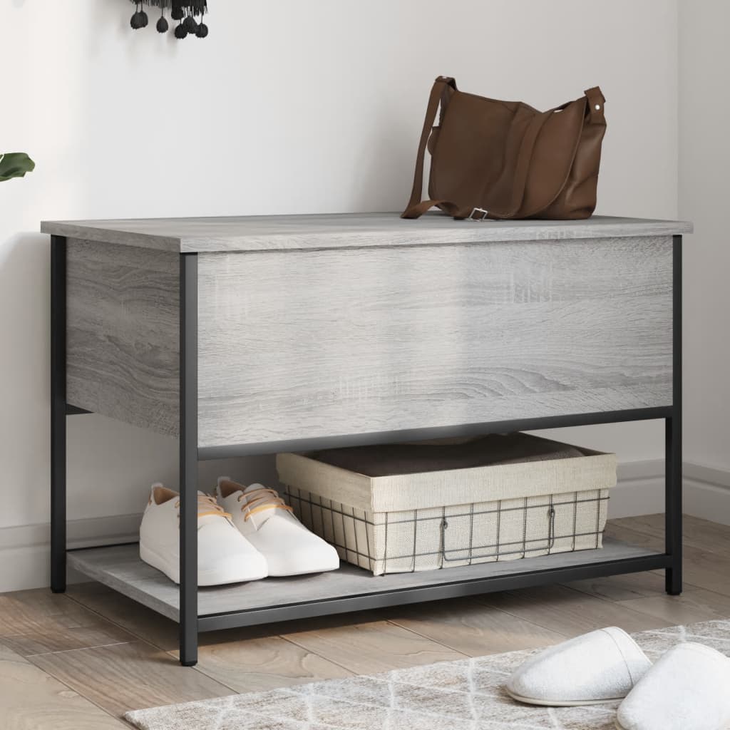 Panca con Vano Contenitore Grigio Sonoma 70x42,5x47cm Legno Multistrato