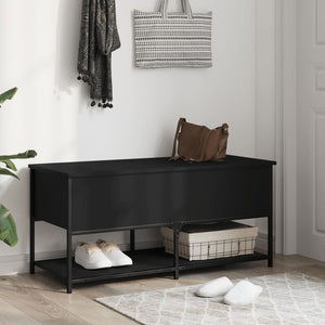 Panca con Vano ContenitorecNera 100x42,5x47 cm in Legno Multistrato
