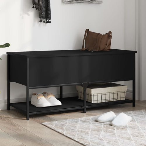 Panca con Vano ContenitorecNera 100x42,5x47 cm in Legno Multistrato