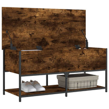 Load image into Gallery viewer, Panca con Vano Contenitore Rovere Fumo 100x42,5x47 cm Legno Multistrato