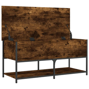 Panca con Vano Contenitore Rovere Fumo 100x42,5x47 cm Legno Multistrato