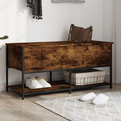 Panca con Vano Contenitore Rovere Fumo 100x42,5x47 cm Legno Multistrato