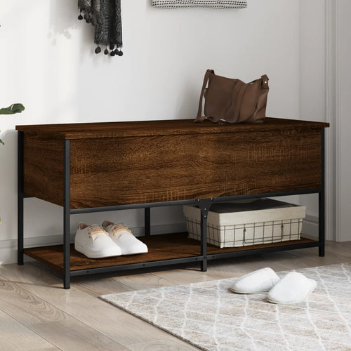 Panca con Vano Contenitore Rovere Marrone 100x42,5x47 Legno Multistrato