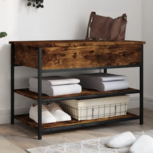 Load image into Gallery viewer, Panca PortaScarpe con Vano Contenitore Rovere Fumo 70x42,5x50 cm Legno Multistrato