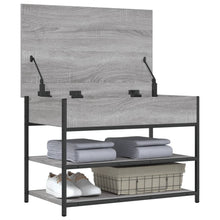 Load image into Gallery viewer, Panca PortaScarpe con Vano Contenitore Grigio Sonoma 70x42,5x50cm Legno Multistrato
