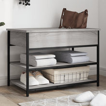 Load image into Gallery viewer, Panca PortaScarpe con Vano Contenitore Grigio Sonoma 70x42,5x50cm Legno Multistrato