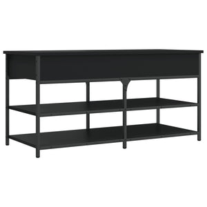 Panca PortaScarpe con Vano Contenitore Nera 100x42,5x50 cm in Legno Multistrato