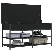 Load image into Gallery viewer, Panca PortaScarpe con Vano Contenitore Nera 100x42,5x50 cm in Legno Multistrato