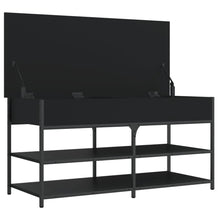 Load image into Gallery viewer, Panca PortaScarpe con Vano Contenitore Nera 100x42,5x50 cm in Legno Multistrato